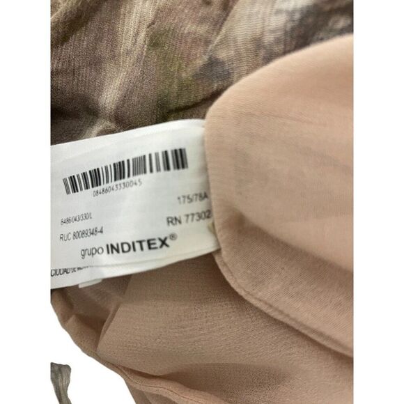 Zara Women Midi Skirt L Brown Animal Print Patchwork Chiffon Flowy 8486/043 NWT - Picture 8 of 12